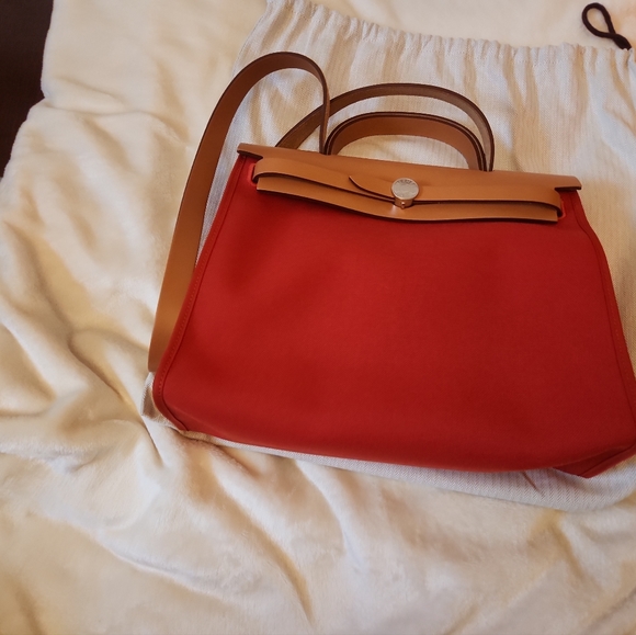 Hermes orange red herbag crossbody bag - Picture 2 of 12